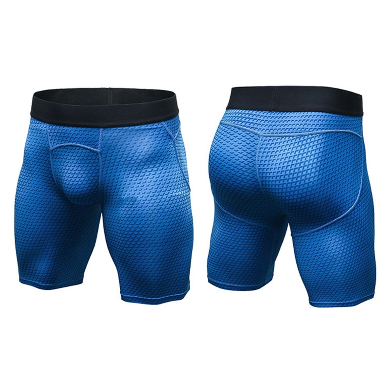 Ropa de compresión para el gimnasio deportiva para hombre bajo la capa Base pantalones cortos medias atléticas: Azul / L