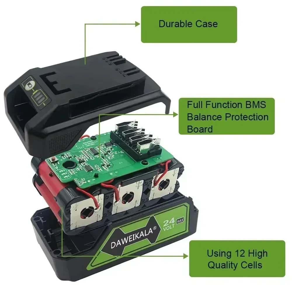 För greenworks 24v 6.0ah litiumbatteri greenworks batteri för greenworks 24v 48v verktyg  mo24 b 410 mo48 l 4211 ht24 b 210 21342
