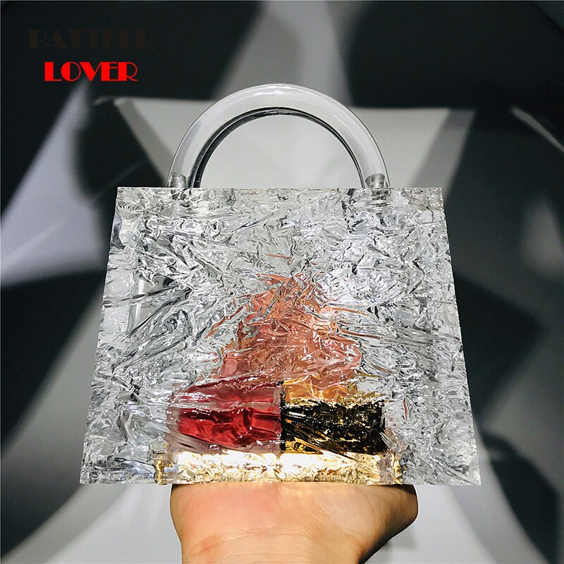 Clear Acrylic Box Evening Bag Women Summer Top Handle Dinner Clutch Purses Ladies Transparent Crystal Handbag