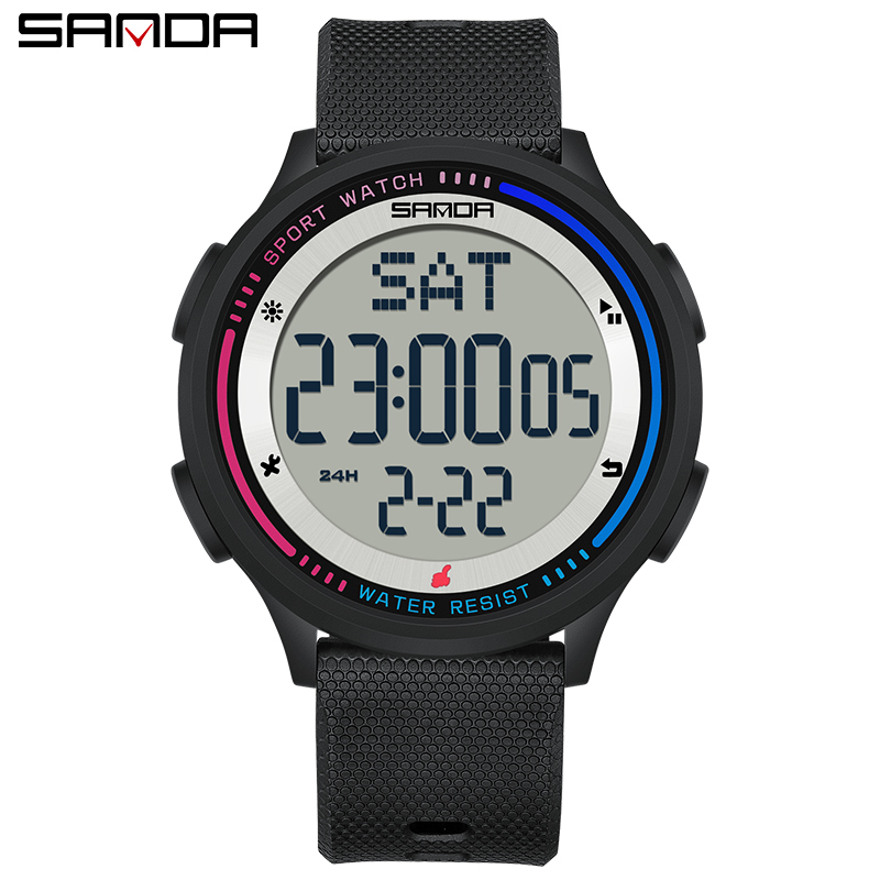 SANDA 6158, Teenager, Studenten, modisch, digitales Uhrwerk, Handuhr, trendig, wasserdicht, draussen-Sportmodus, freundlicher-Armbanduhr: dunkel Grau