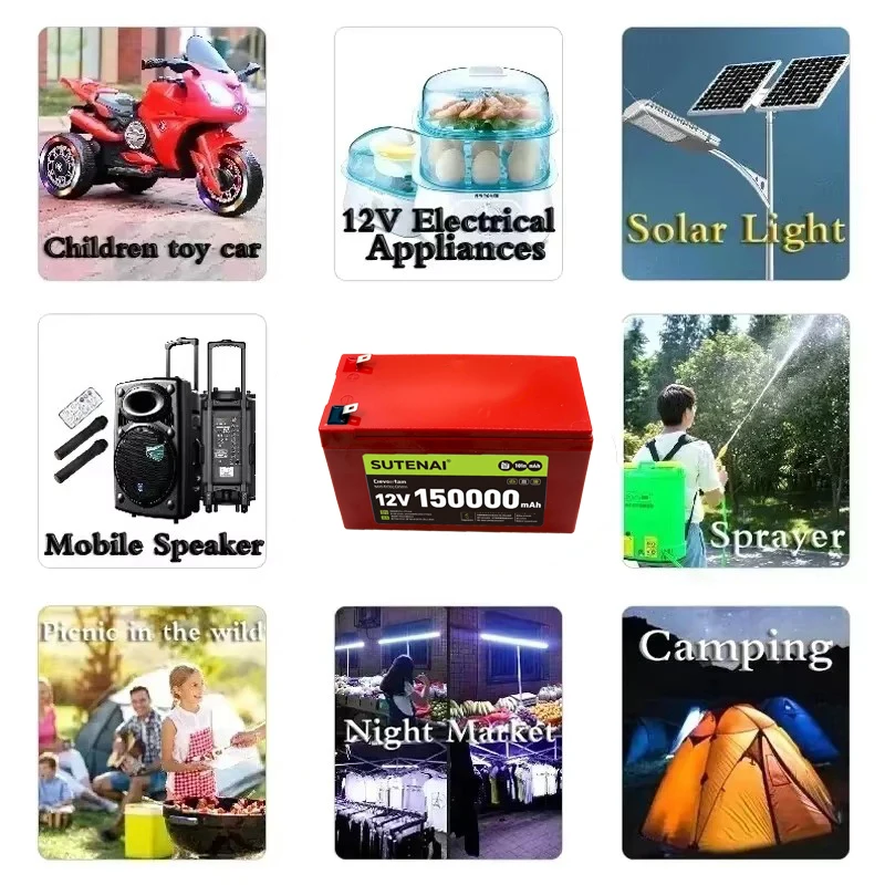 12V 150Ah Lithium Batterij - Oplaadbare Li-Ion voor Zonne-energie & Elektrische Voertuigen + 12.6V 3A Lader
