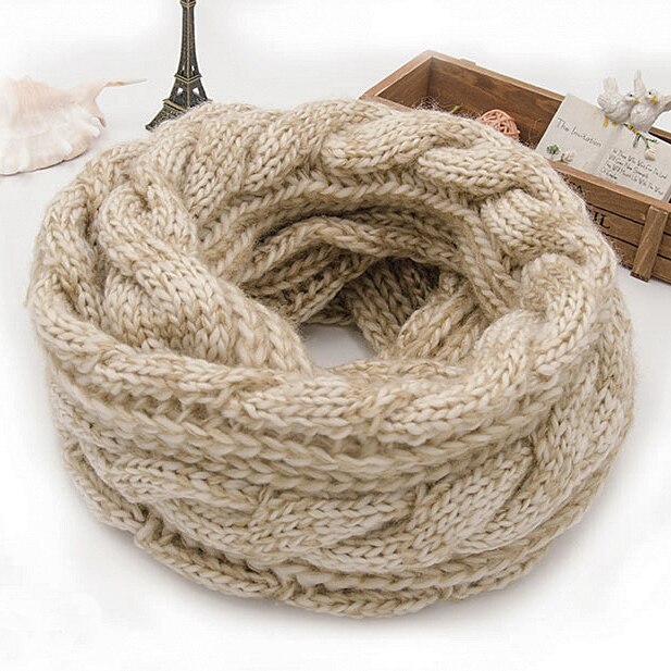 Snood Scarf Thick Knitted Winter Warm Women Ring Scarf Unisex Color Matching Soft Neck Loop Scarfs Circle Top: color4