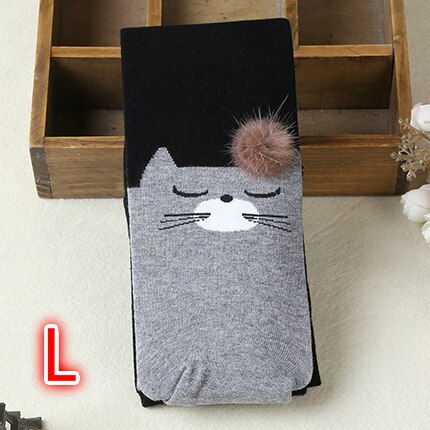 Meisjes stijlen herfst leggings voor baby kids katoen warm prinses meisjes kinderen broek mooie kat warmer kind leggings: Black Size  L