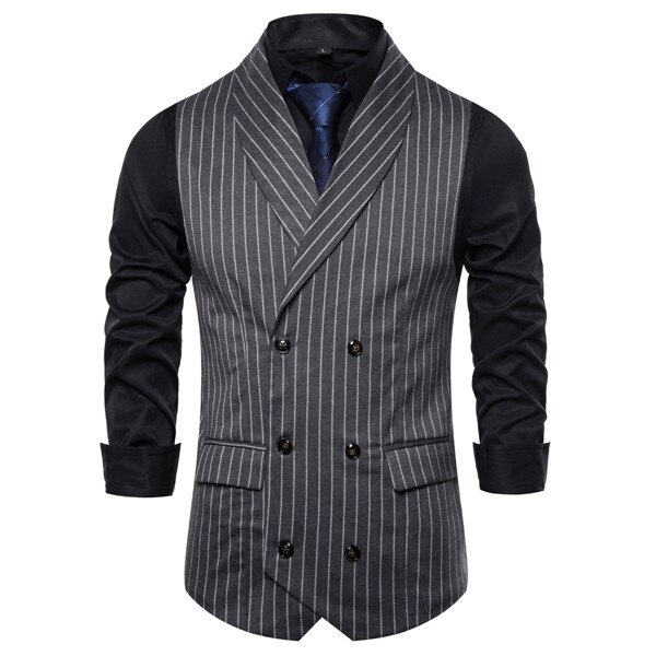 Vest i britisk stil herre slank passe kjole vester fiskebein bryllupsdress herre Vest gilet homme: Grå / M