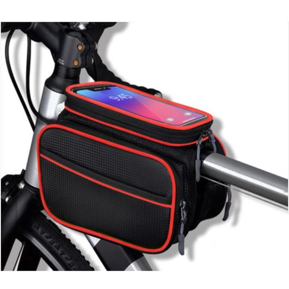 Lage Prijs Fiets Mobiele Telefoon Zak Mountainbike Touch Screen Zak Dubbele Zadeltas Fiets Zadeltas Bovenste Buis Tas beam Zak: pocket red