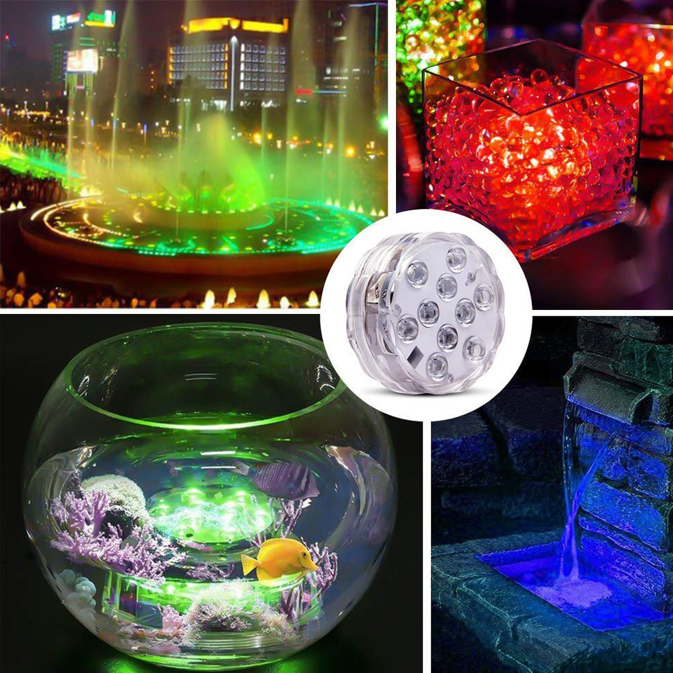 Unterwasser Licht Wasserdicht Batterie Betrieben 10LED Multi Farbe Tauch LED Lampe für Aquarium Schwimmbad Hochzeit Party
