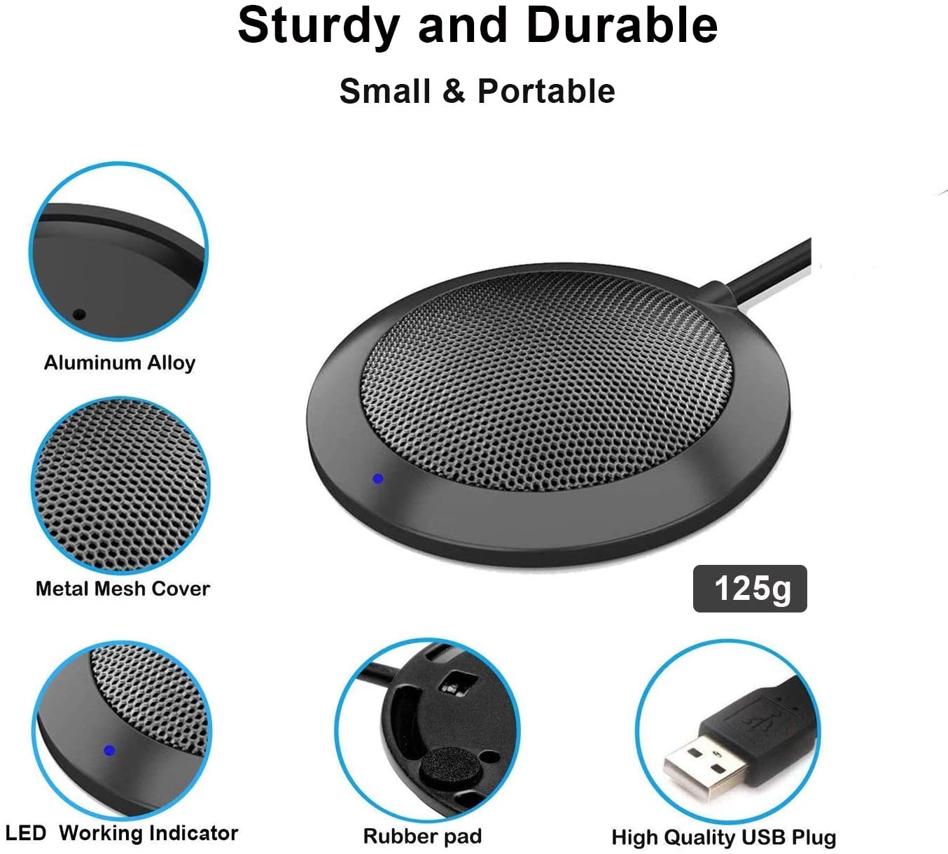 Conference USB Microphone, Omnidirectional Condenser PC Mic for Video Conference, Recording, Skype, Online Class