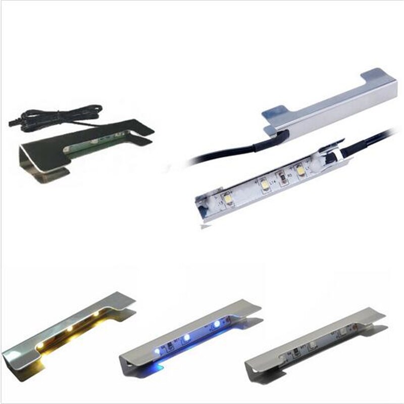 LED Onder Kast Verlichting voor Glas Rand Plank Terug Side Clip klem Strip Verlichting 3 Lampen Kit met RF Afstandsbediening en Adapter