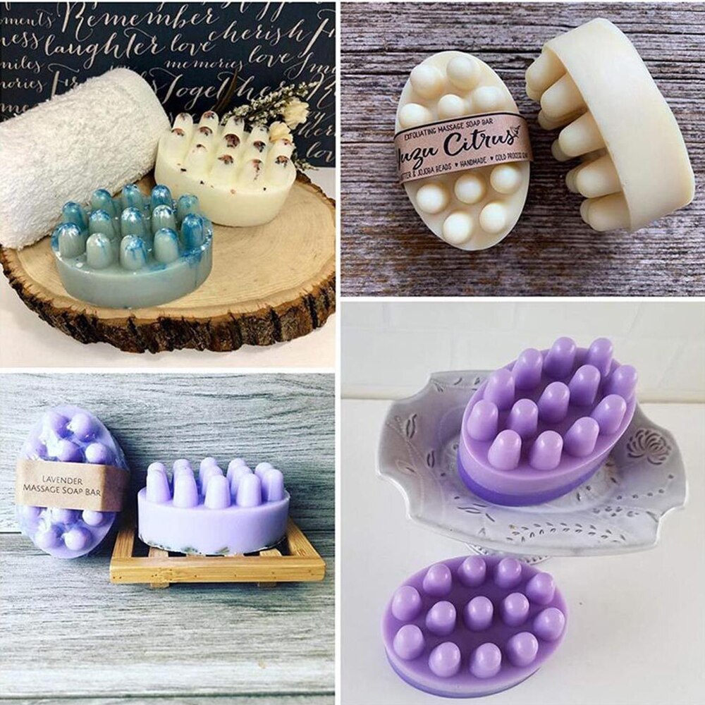 Bozoa Silicone Soap Molds - 4 Cavities Massage Bar Ellipse Mould DIY