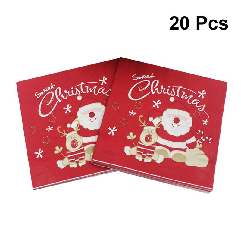 20 Stuks Gedrukt Kerst Servetten Wegwerp Kerstman Xmas Elk Papieren Handdoek Papieren Tissue Voor Volwassenen Kinderen Christmas Party