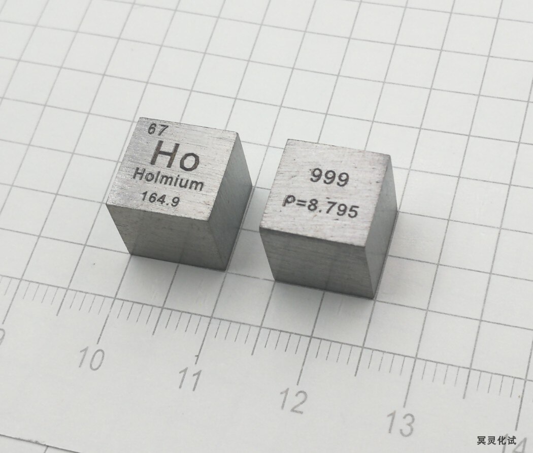 1 pcs holmium metal terra rara metal tabela periódica cubo 10mm peso médio 8.88g ho maior do que ou igual a 99.9%