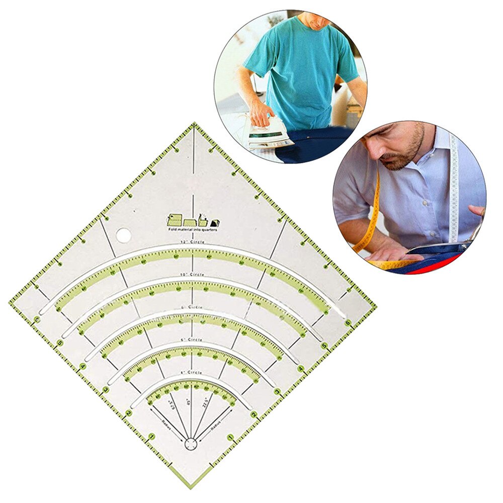 Regla de corte de arco multifuncional cuadrada, herramienta de manualidades de costura, cortador circular, bricolaje, Parche de corte