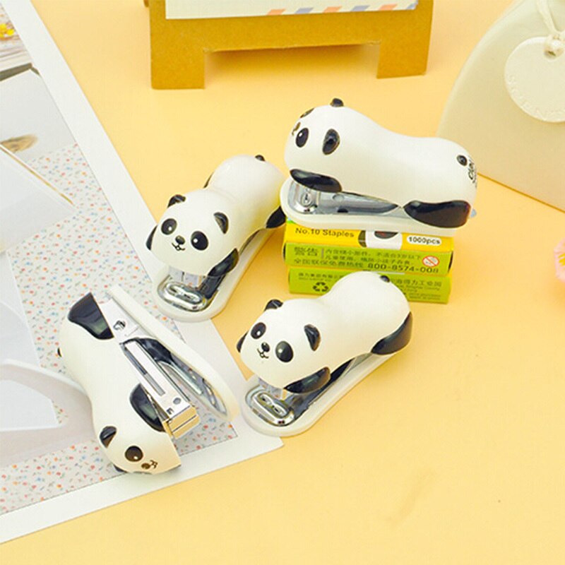 Deli Mini Panda Stapler Set 1000pcs Staples Cartoon Office School Supplies Staionery Paper Clip Binding Binder Book Sewer