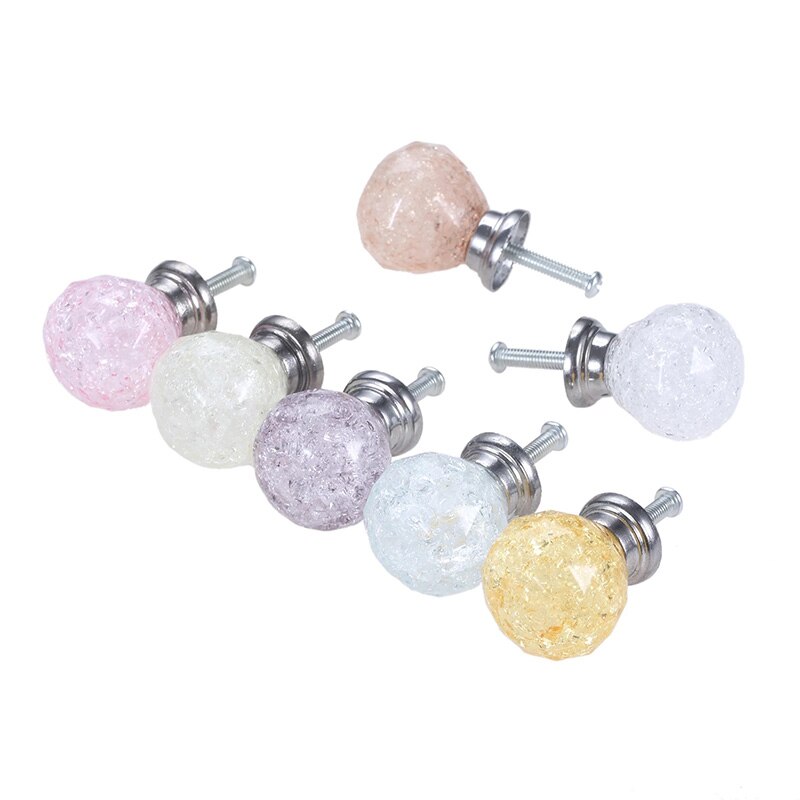 Crack Bal Knop Acryl Ice Crackle Kristal Handvat Gem Ronde Diamant Lade Pull Hardware Enkel Gat Kristal Knoppen Handles