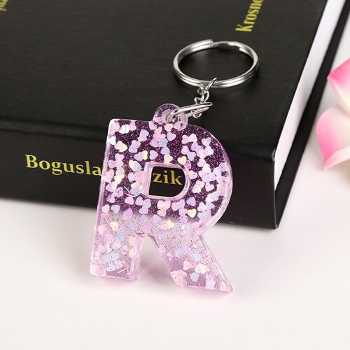 1 Pc Sleutelhanger Engels Brief Sleutelhanger 26 Engels Woord Glitter Hars Een Q Handtas Bedels Voor Vrouw: #31