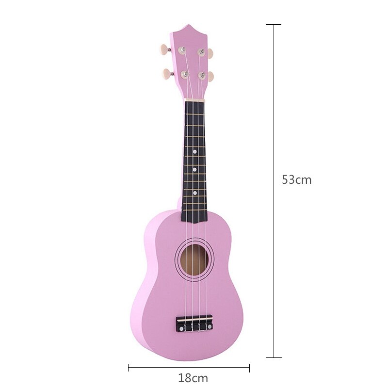 2 Set 21 Inch Sopraan Ukulele 4 Strings Hawaiian Gitaar Uke + String + Pick Voor Beginners Kid (roze) & (Zwart)