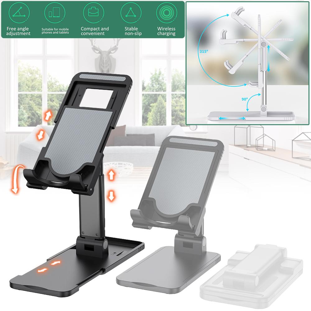 Ergonomic Collapsible Adjustable Metal Desktop Tablet Holder Table Cell Foldable Extend Support Desk Mobile Phone Holder Stand