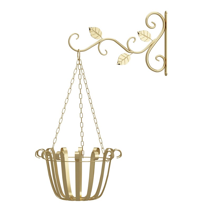 Bracket Hook Iron Hanger Plants Holder Balcony Home Decoration European Style Wall Hanging Flower Pot Support: gold1