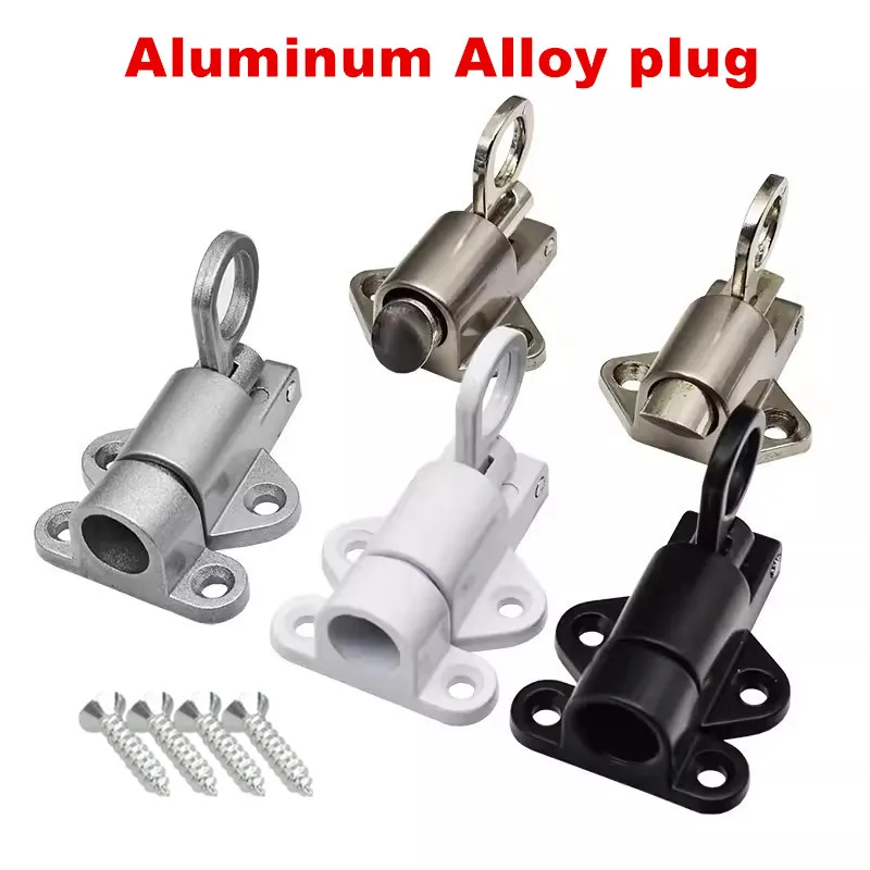 Aluminum Alloy Black/Gray Window Gate Security Pull Ring Spring Bounce Door Bolt Automatic Latch Lock Black Grey Window