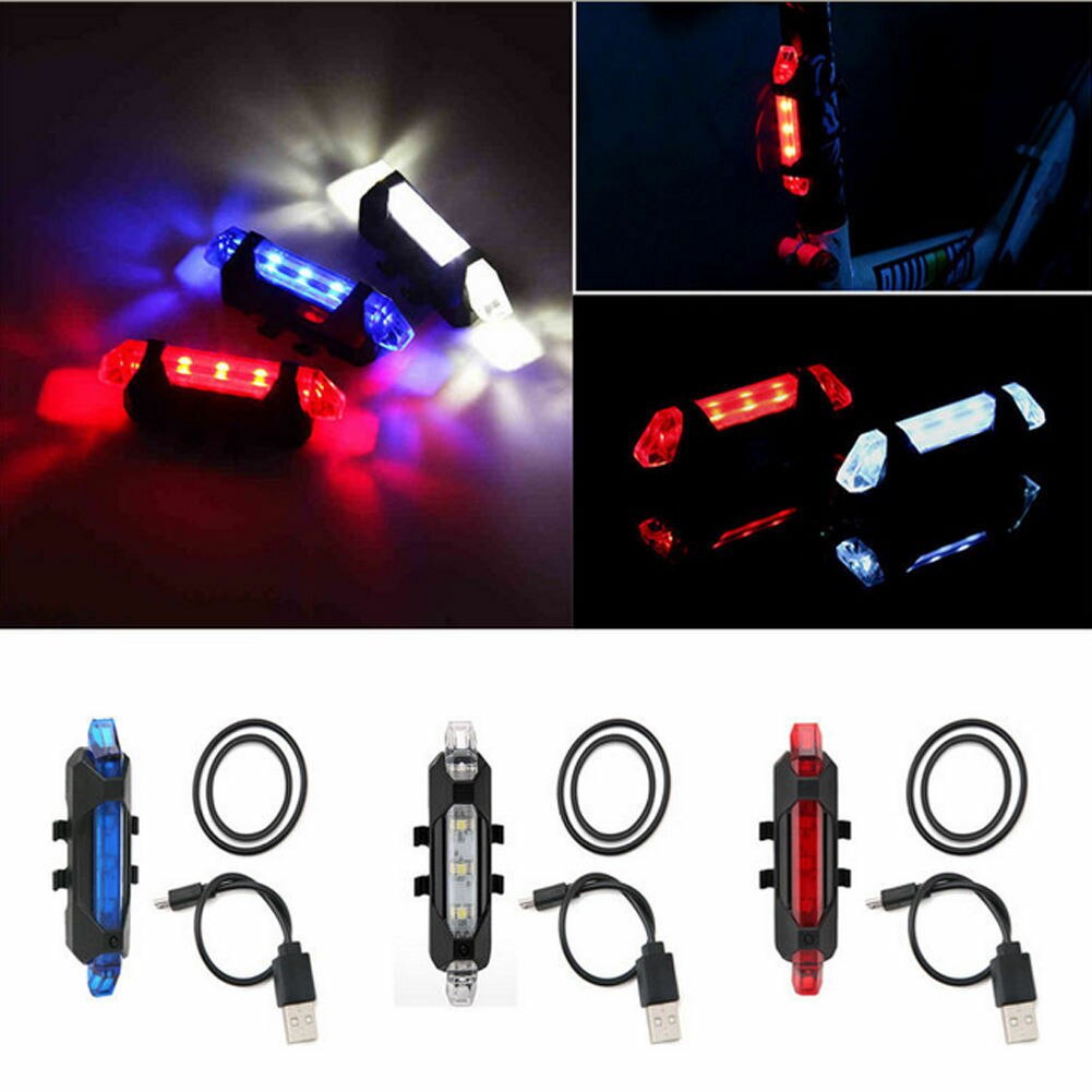 5 Led Usb Oplaadbare Fiets Achterlicht Fiets Waarschuwing Achterlicht Nuttig Alarm Lamp