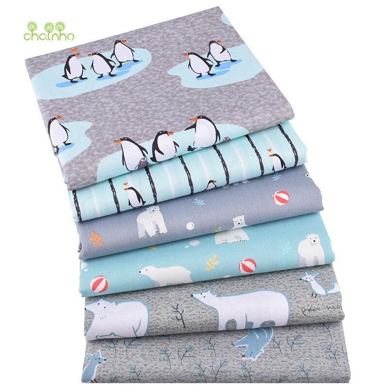 Chainho,6 Stks/partij, Grijs Cartoon Serie, Gedrukt Twill Katoen Stof, Patchwork Doek, diy Naaien En Quilten Materiaal Voor Baby & Kind