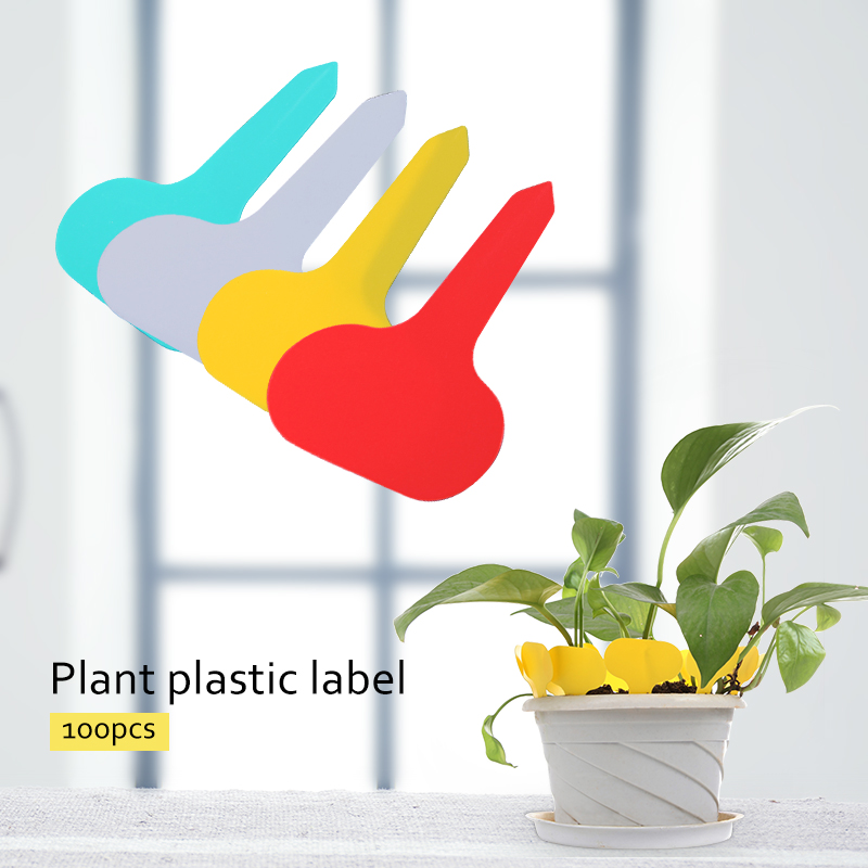 100 st t-typ plast växter etiketter plantskola blomkruka tjocka taggar markör varor för växter trädgård dekorationsverktyg
