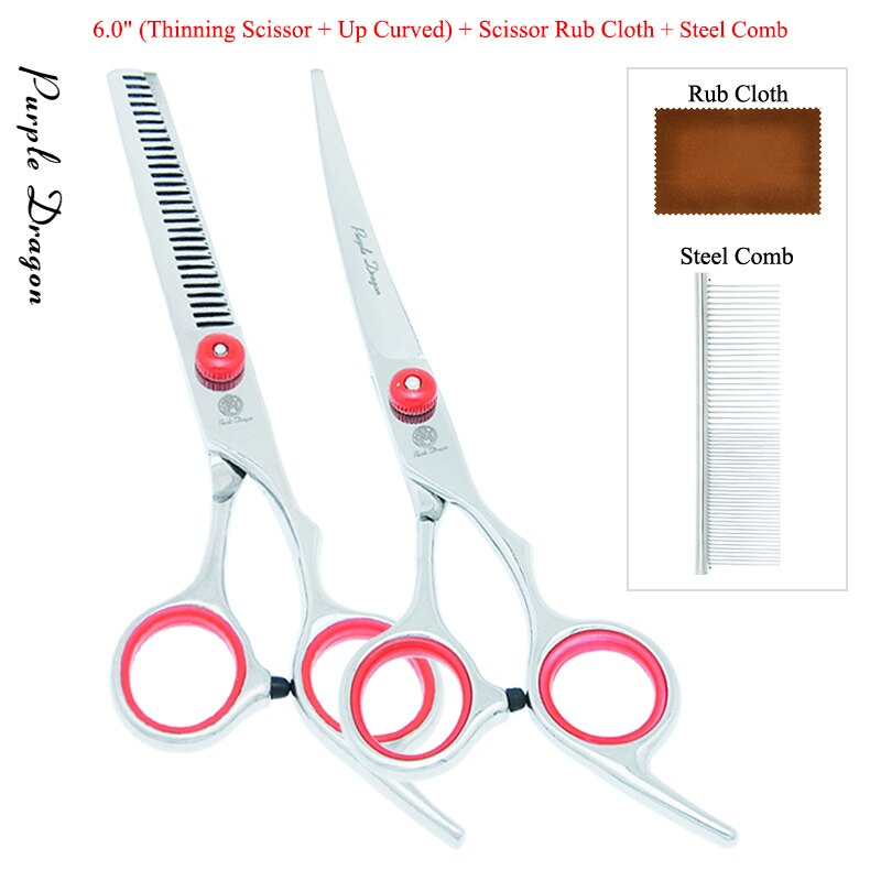Purple Dragon 6.0" Dog Grooming Scissors Stainless Steel Pets Straight Curved Scissors Thinning Shears Dogs Hair Clippers B0001B: B0001B-12-60