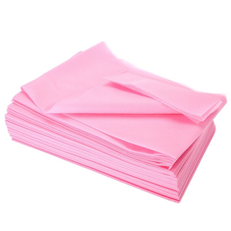 100 stk/sæt engangstykkelse non-woven skønhedssalon massage sengelinned , 70 x 180cm,  pink
