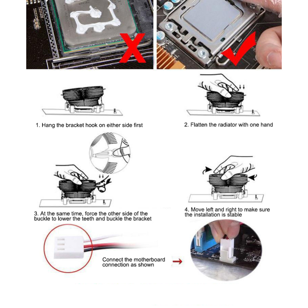 12V CPU Cooler Fan with Light Hydraulic Bearing Heatsink Fan Computer PC Case Air Cooling Radiator for Intel 775 1150 1155 1156
