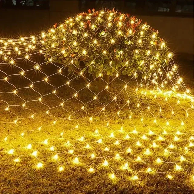 Guirnalda de luces LED de malla de 6x4M, 3x3M, cortina de ventana navideña, guirnalda de luces de hadas para exteriores, lámpara de decoración para bodas y vacaciones