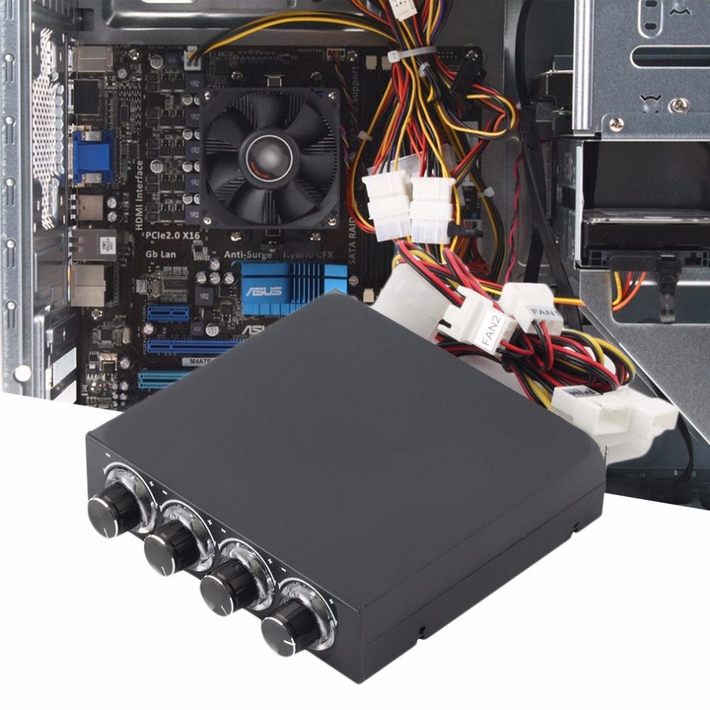 3.5inch Fan Speed Controller PC HDD CPU 4 Channel Fan Speed Controller Led Cooling Front Panel for Cooling Fans