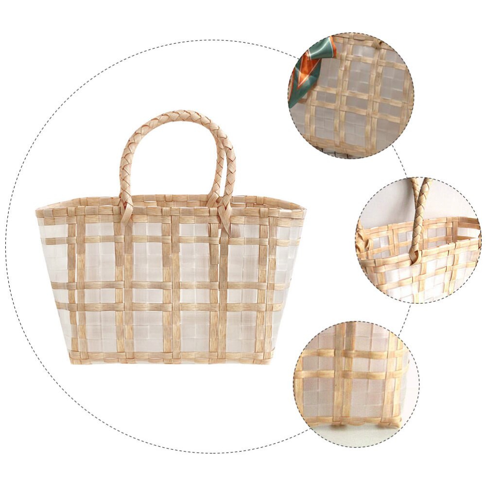 1Pc Waterproof Plastic Beach Bag Shopping Basket for Shop Decor