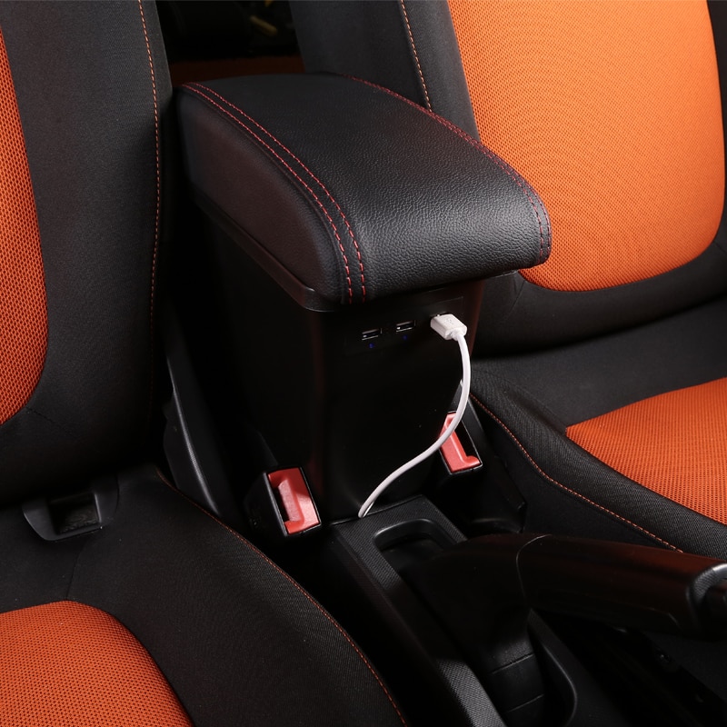 for smart fortwo armrest box universal car center console smart forfour caja modification double raised with USB No assembly