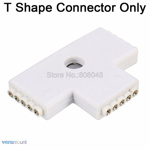 12mm 5Pin RGBW LED Strip Connector L Shape / T Shape / X Shape No Soldering Injection Corner Connector for 5050 RGBW LED Strip: T Shape