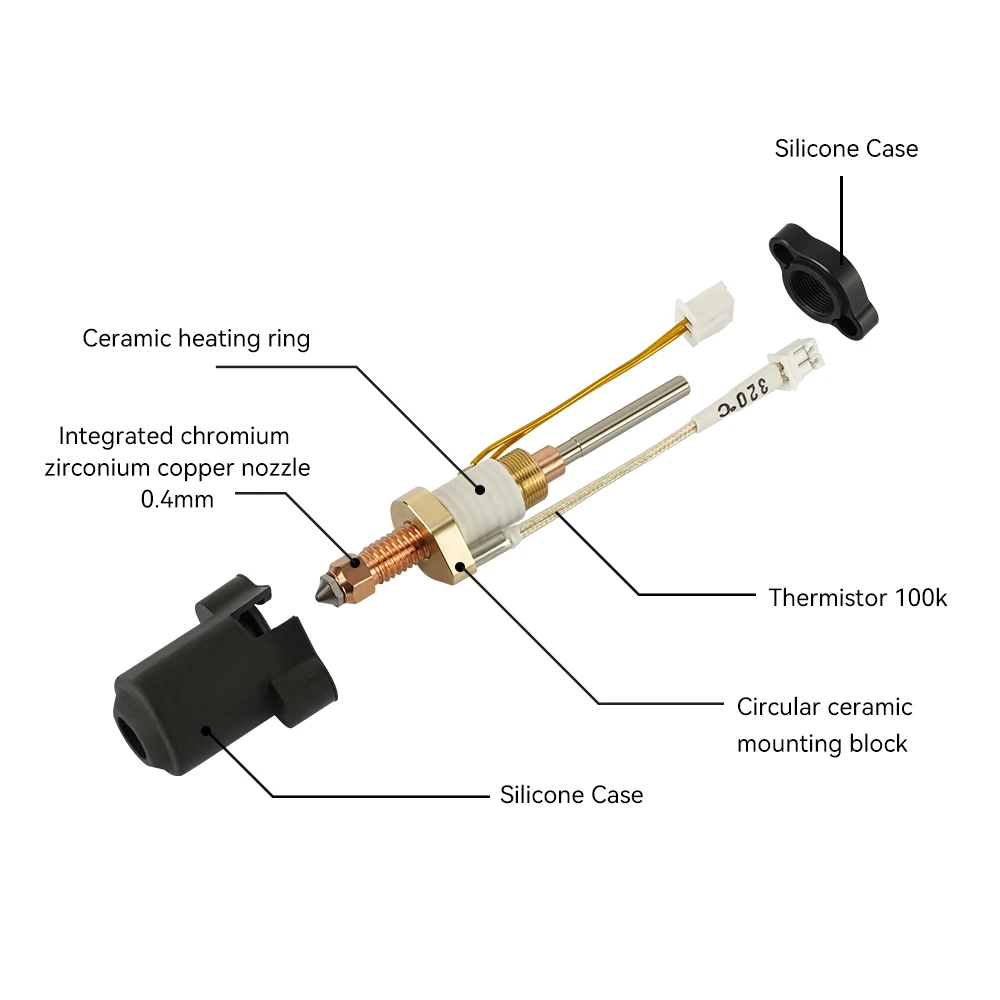 For Creality K1C k1 Max Hotend Ceramic Heating Block Kit 3D Printer Parts Quick-Swap Nozzle Kit Heat Break Resistance Hotend