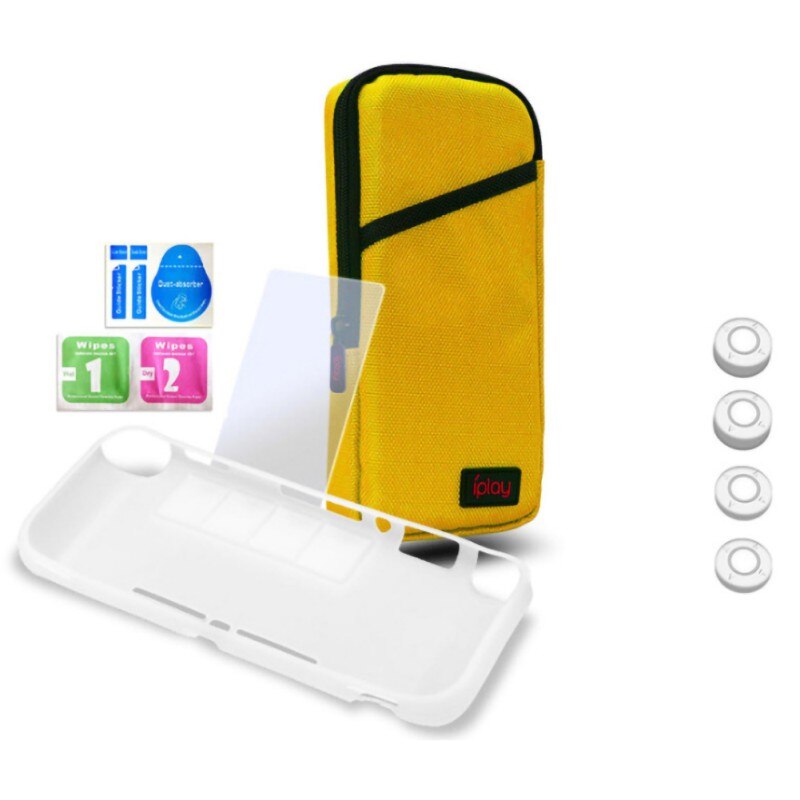 Portection Set For Switch Lite Portable Hard Carrying Storage Bag Protective Case Screen Protective Film Rocker Cap Kit Console: Yellow