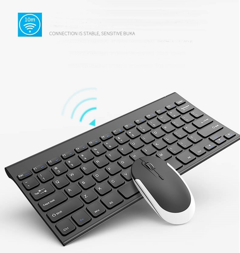 B.O.W HW086 Metal Ultra-Slim Quiet 2.4GHz Portable Wireless Keyboard and Mouse Combo For Desktop, Laptop