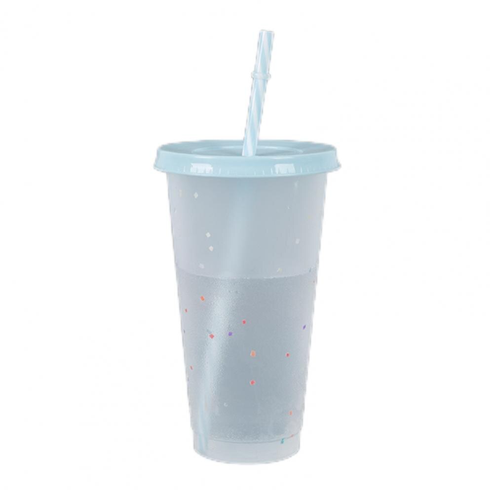 Reusable Straw Cup Water Tumbler Plastic Cup Sequined Glitter Water Mug Tumbler with Straw Drinking Cup vaso con tapa y pajita: Blue