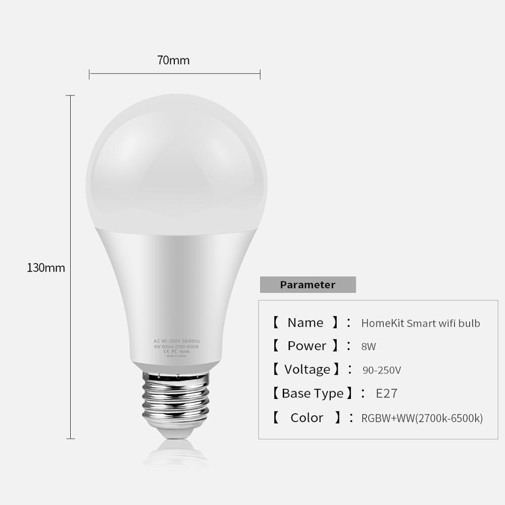 Apple homekit App led smart wifi bulb lamp E27 RGB light Siri Voice Control 16 Million Full Colors Smart Home lighting For IOS