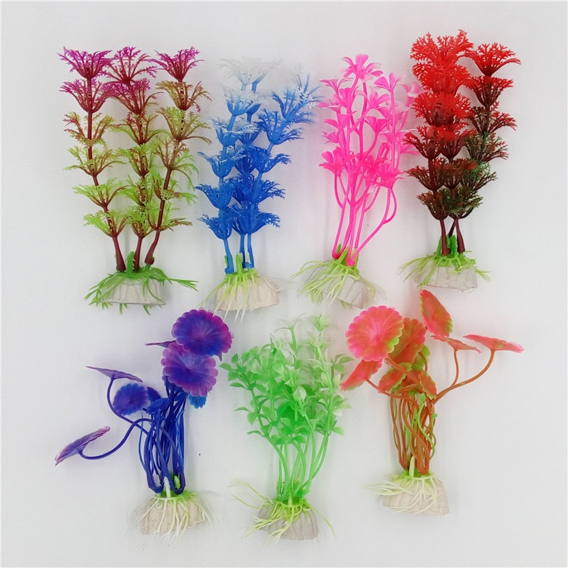 1 stk plastik akvarieplanter plantas kunstige vidunder fisk plante tilbehør akvarie ornament indretning