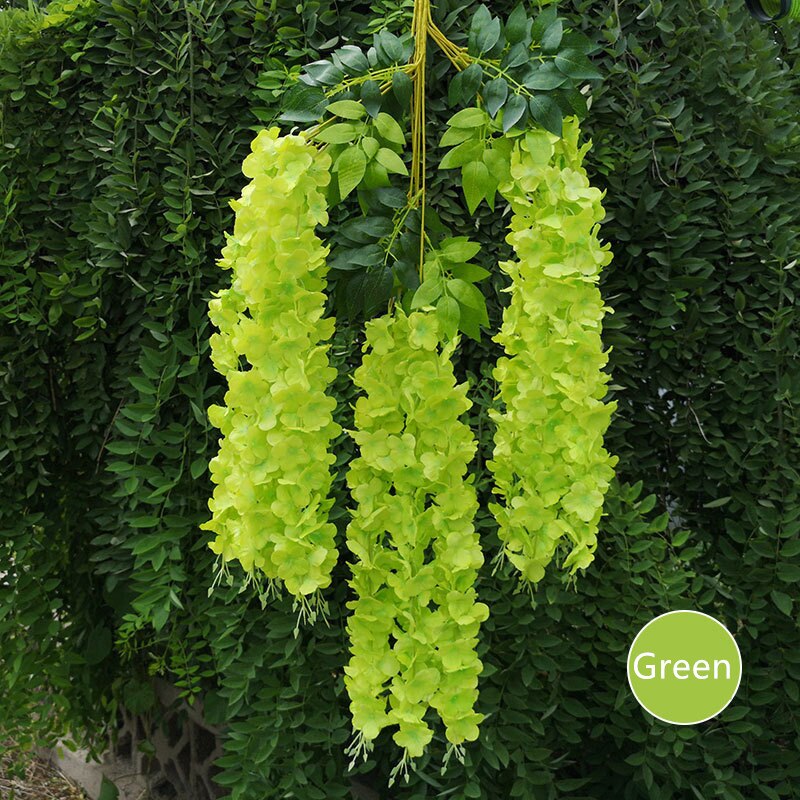 Artificial wisteria flower vine ceiling DIY wedding arch rattan bean flower string bunch party home Christmas flower wall decor: Green B