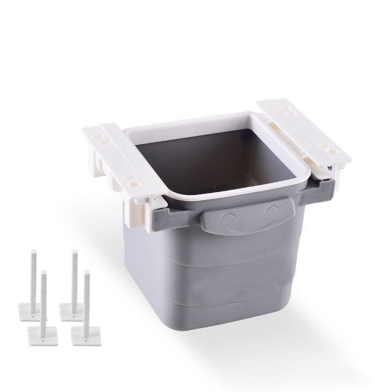 Recycler poubelle cachée cuisine Push-Pull poubelle poubelle petite boîte de rangement en plastique pour bureau bureau à domicile: GREY