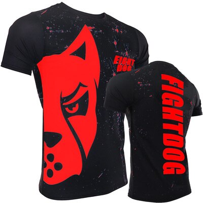 Camiseta deportiva de lucha MMA para hombre, pantalón corto de entrenamiento muscular, manga para correr, artes marciales mixtas, entrenamiento de boxeo tailandés, rebote: M / Rojo