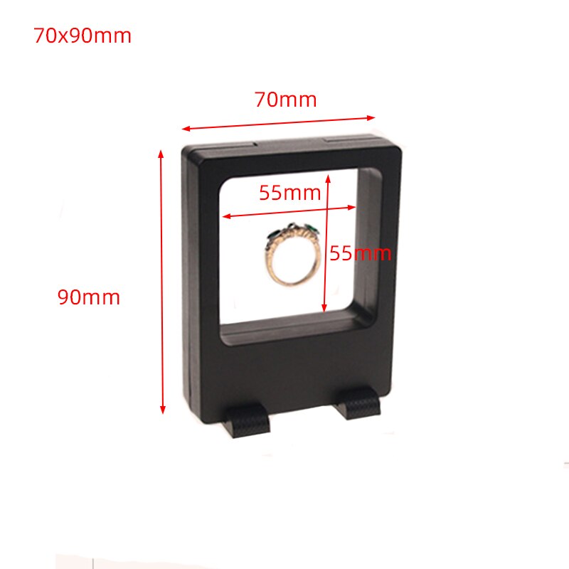 3d flutuante jóias expositor anel pingente titular proteger jóias pedra apresentação caso caixa com corrente titular para dentro: 70x90 Black