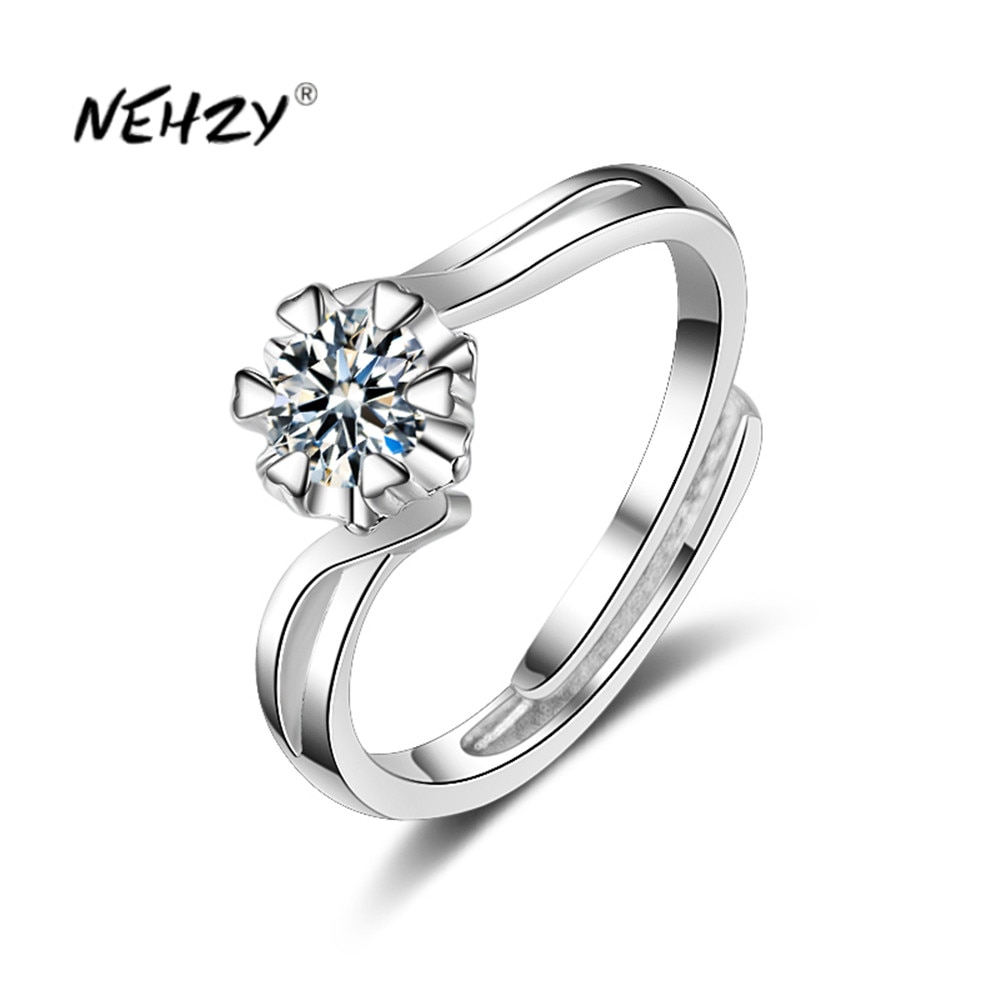 NEHZY 925 en argent Sterling nouvelle femme bijoux de de cristal Zircon fleur anneau ouvert taille réglable anneau