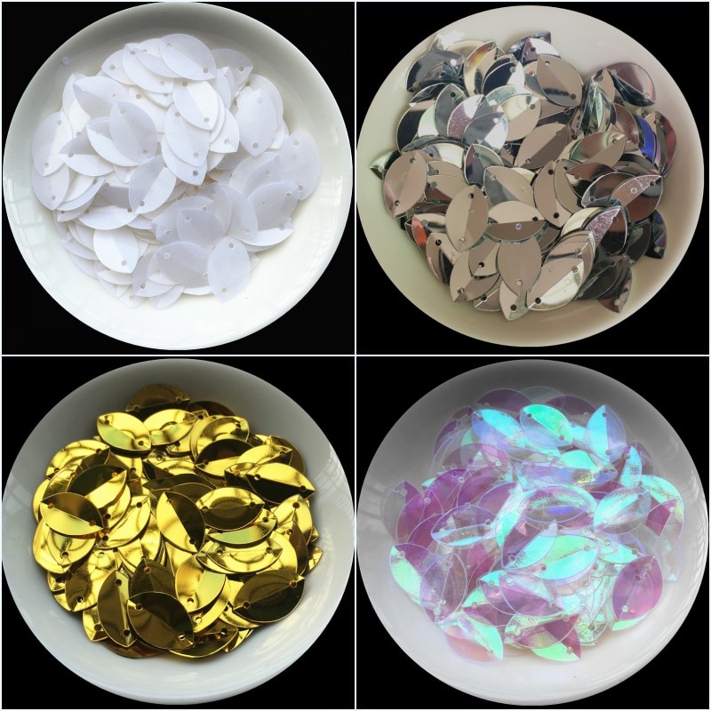 150 ks 2 ks 9*15mm šálky oválne skladané flitre v tvare konských očí flitrové paillettes pre remeslá, dámske doplnky na šitie pre domácich majstrov s 2 otvormi