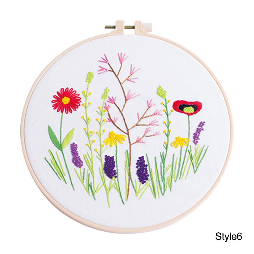 DIY Stamped Embroidery Kit For Starter Flowers Butterfly Pattern Embroidery Cloth Color Threads Tools Kit 20x20cm: 1