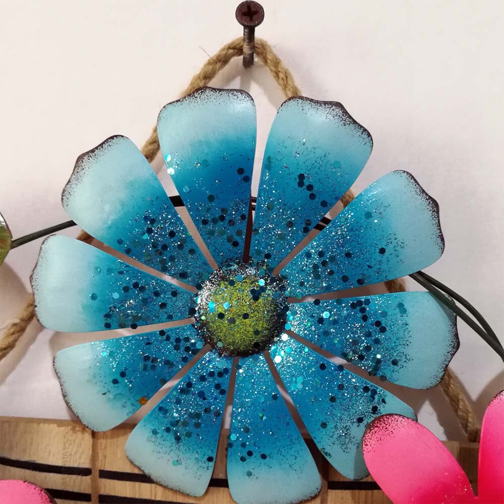 Sig de artesanía de madera para el hogar, cesta de flores de jardín de primavera, tablero colgante de Metal, cesta de Pascua y placa de hierro, decoración de Pascua