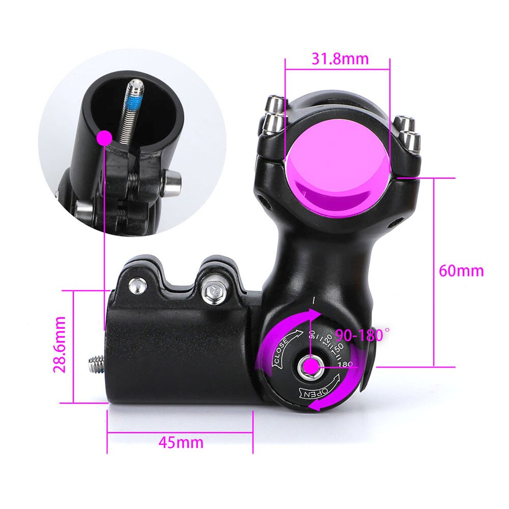 Bicycle Stem Road Bike Stem 90-180 Degree Aluminum Alloy Material Diameter 31.8mm Bicycle Adjustable Stem: 60-31.8mm