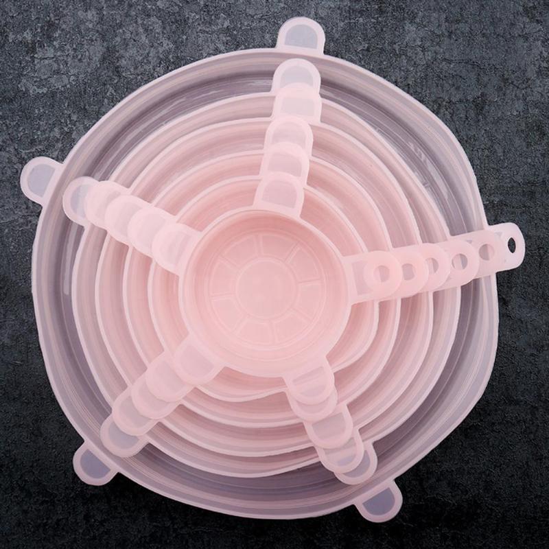 1-6 Pcs/Set Reusable Silicone Food Wrap Stretch Vacuum Seal Cover Saran Wrap Kitchen Organization Food Fresh Keeping Sealed lids
